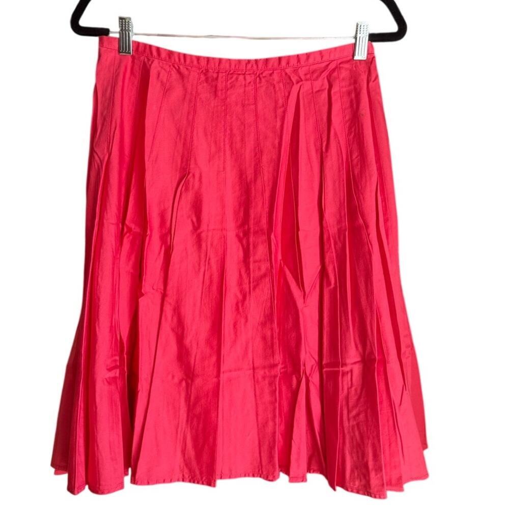 Ann Taylor Pink Pleated A-Line Knee Length Skirt Sz 4 Preppy Summer Chic Party